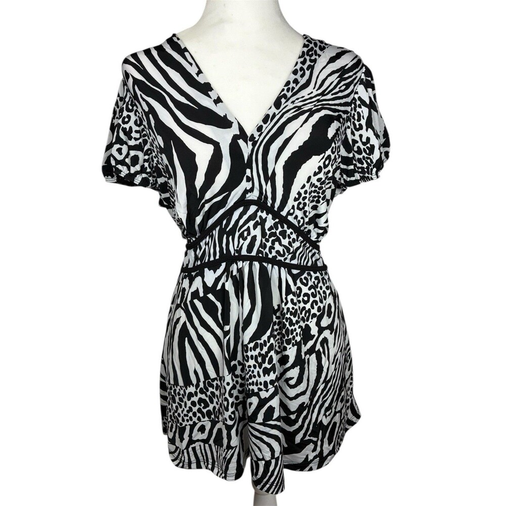 MKM Y2K Animal Print Blouse Empire Waist Size 1X